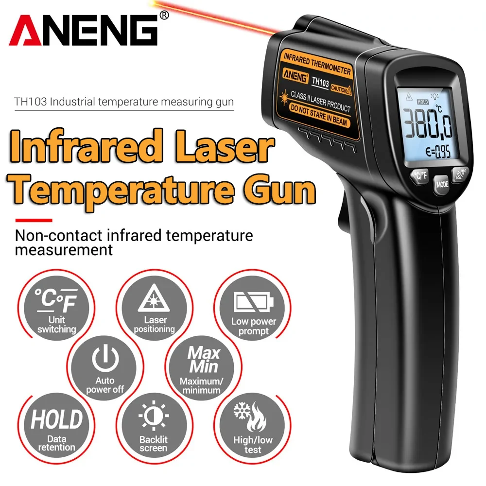 Industrial Laser Thermometer Gun - Infrarood laser-temperatuurmeter -20 ° C~380 ℃