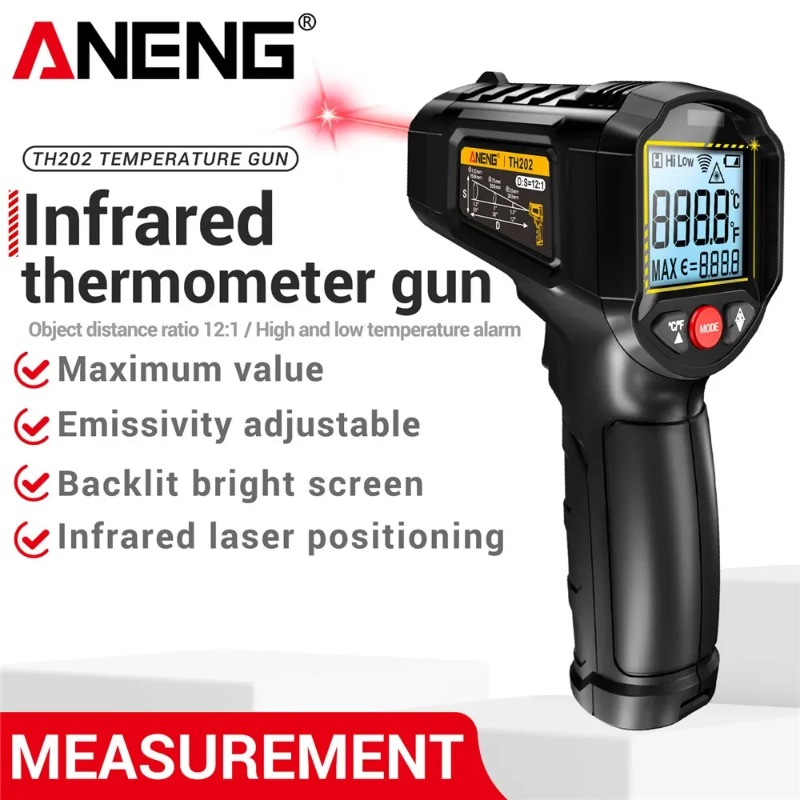 Industrial Laser Thermometer Gun - ANENG TH202 Industriële handthermometers Autotest Contactloze