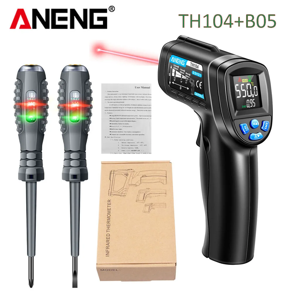 Industrial Laser Thermometer Gun - Infraroodthermometer Industriële rode laserthermometer Gun VA-scherm