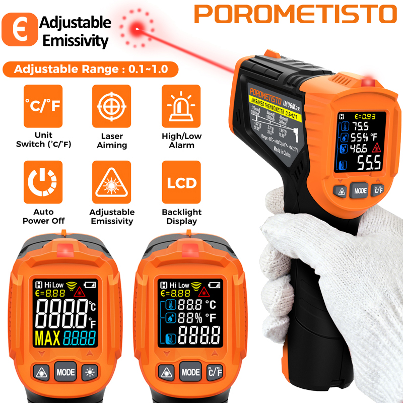 Industrial Laser Temperature - -50~380C Infraroodthermometer -50~800C Professionele digitale temperatuur-vochtigheidsmeter