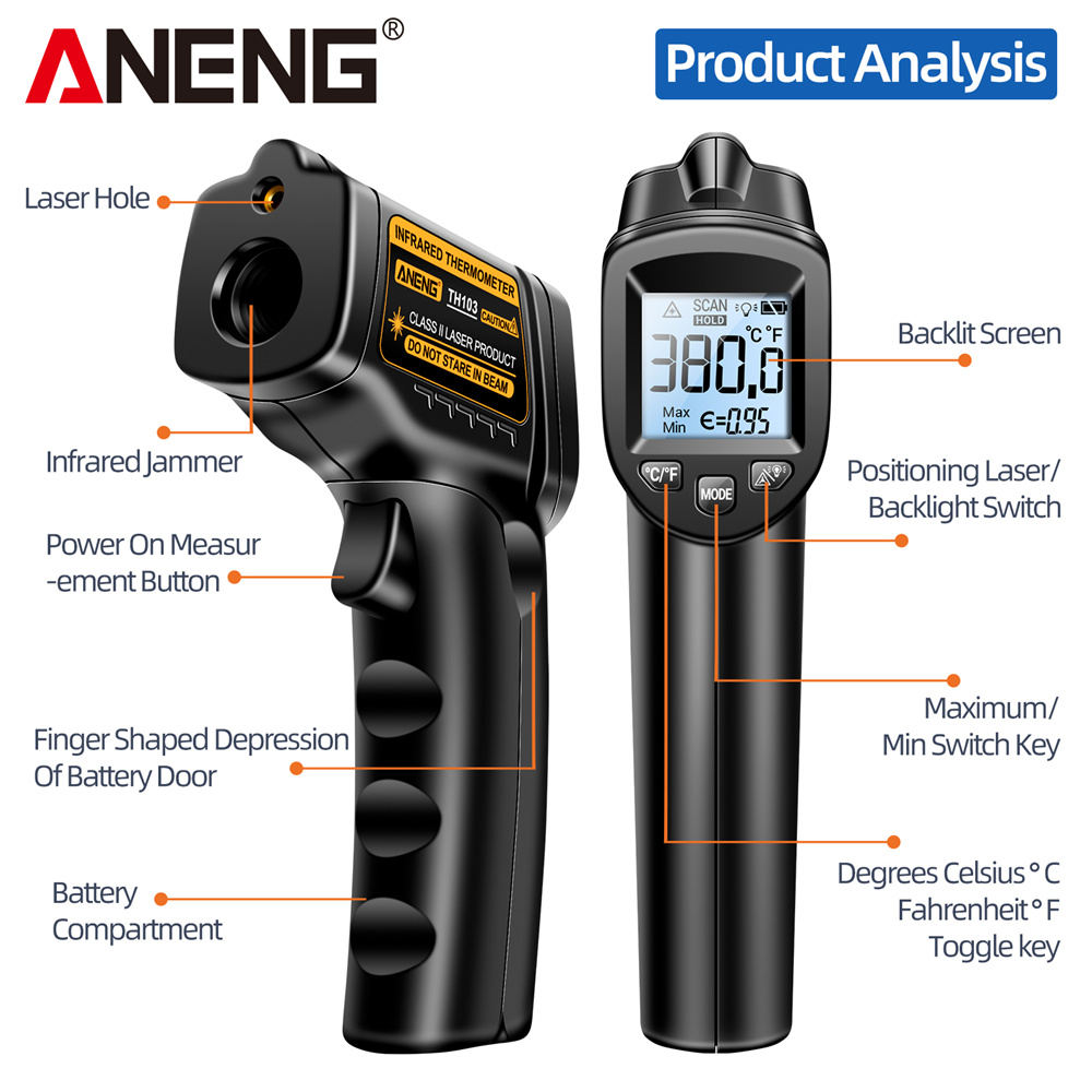 Infraroodlaserthermometer Indu - Industrial Laser Thermometer Gun recensie en prijs