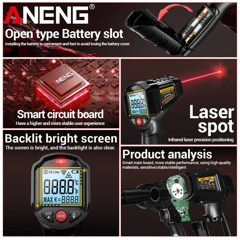 ANENG TH202 Contactloze infrar - Industrial Laser Thermometer Gun recensie en prijs